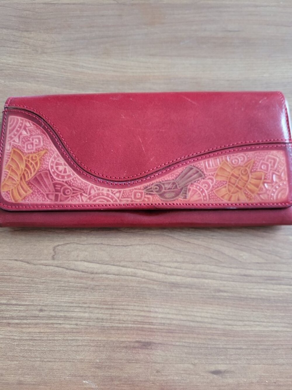 Derek Alexander Red Embossed Leather Wallet